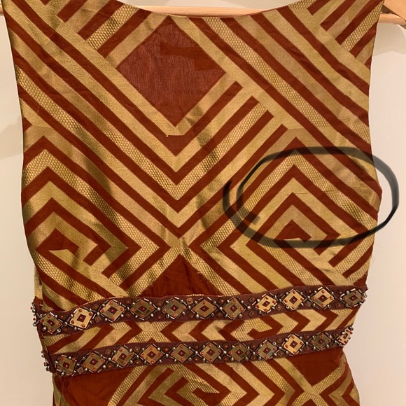 Diane von Furstenberg Brown Beaded Print Night Out Dress - Picture 6 of 11